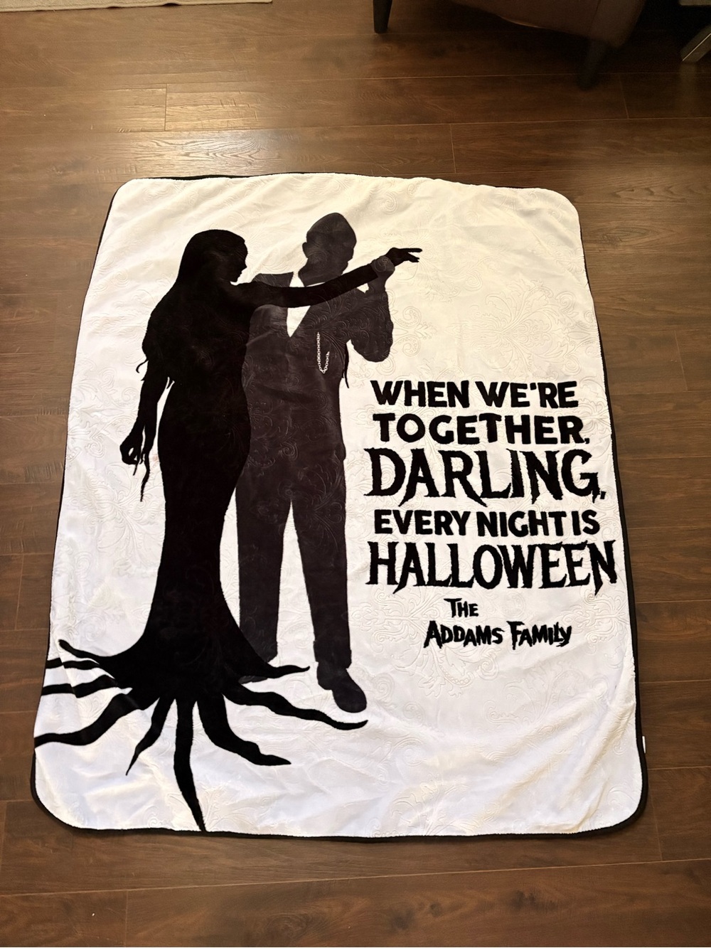 Addams Family Black & White Halloween Throw Blanket 47x57